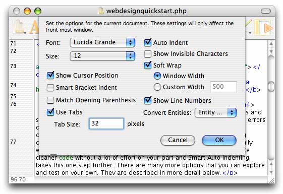 Edit Document Settings